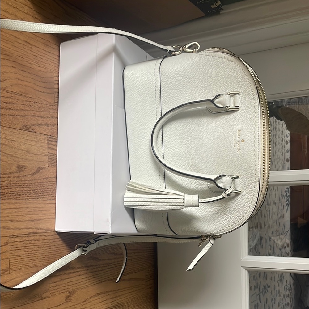 Kate Spade White and Gold Satchel Bag